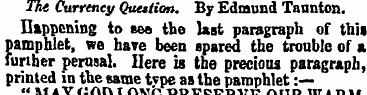 The Currency Question. By Edmund Taunton...