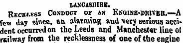 LANCASHIRE. Reckless Conduct or an Ekuin...