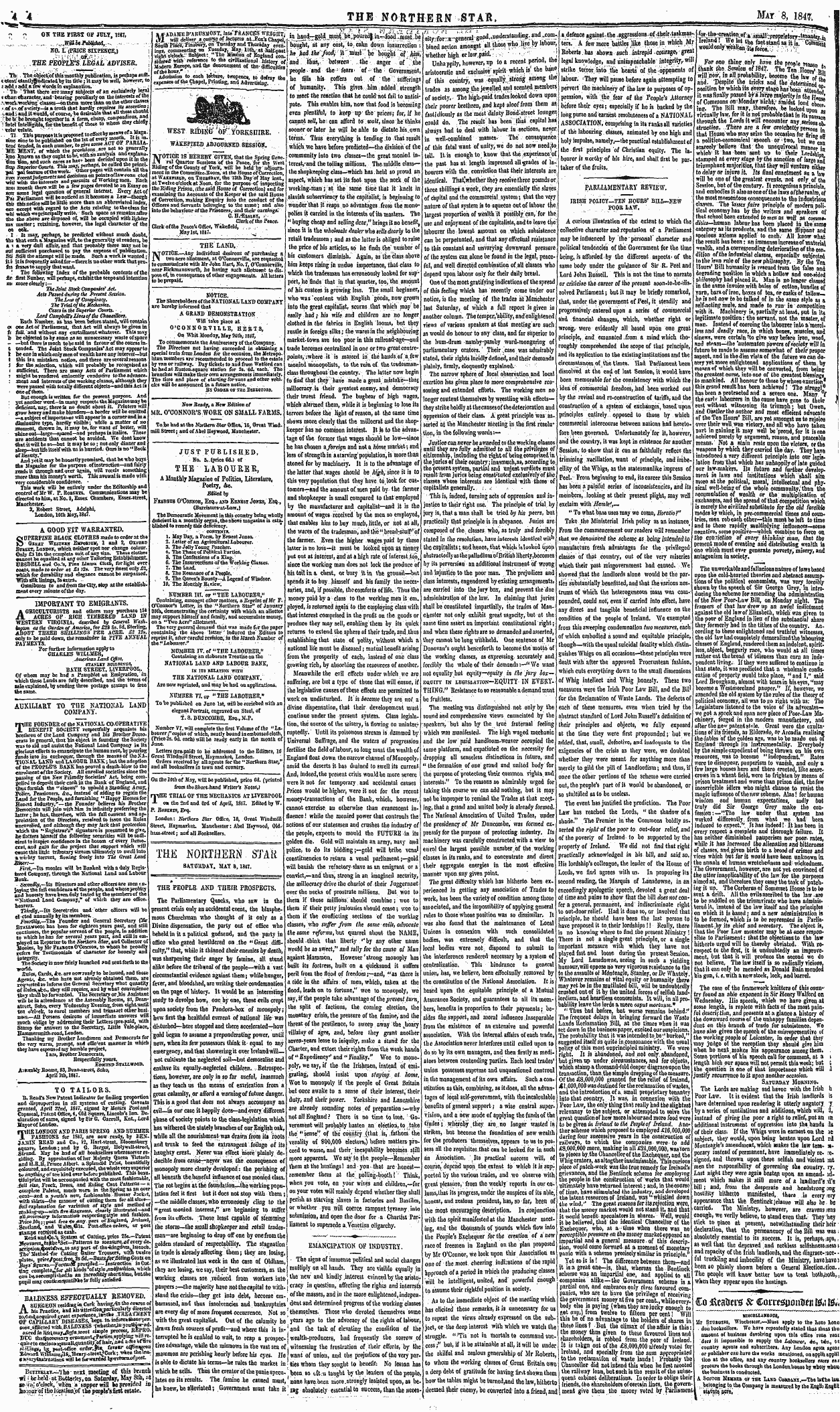 Northern Star (1837-1852): jS F Y, 3rd edition - The People And Their Prospects. The Parl...