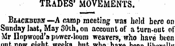 TRADES* MOVEMENTS. BiACKBuiw —A camp mee...