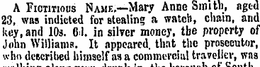 A Fictitious Name.—Mary Anne Smith, aged...