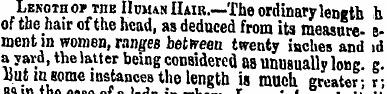 Length or the Human Hair.—The ordinary l...