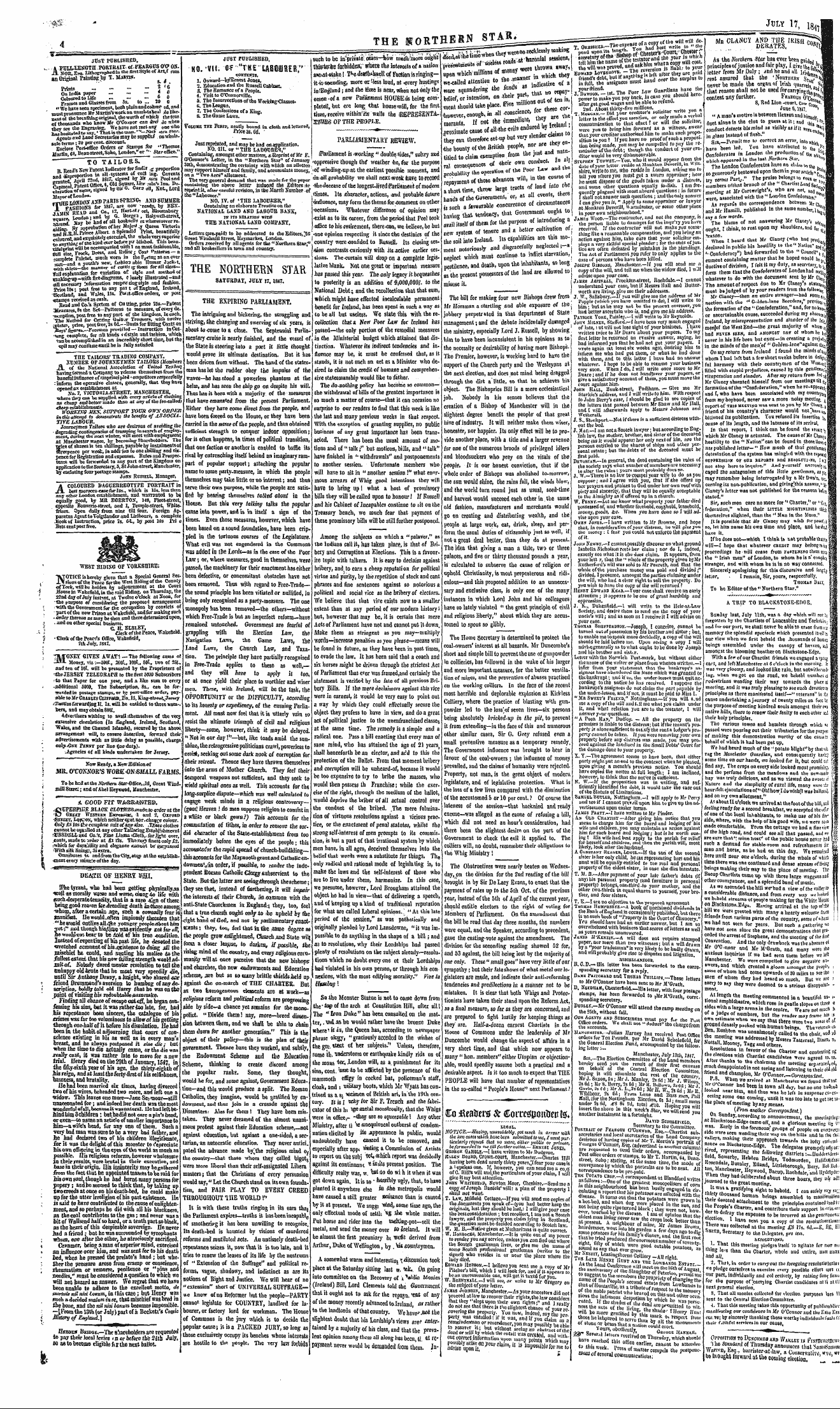 Northern Star (1837-1852): jS F Y, 3rd edition - , Mb Clancy Ani>^1e Irish Cr^ Aa The A'O...