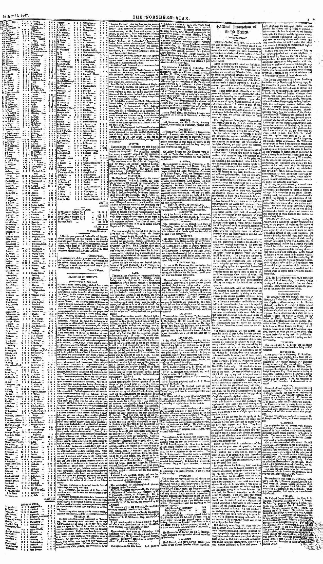 Northern Star (1837-1852): jS F Y, 3rd edition - Election Movements. (Continued From The ...