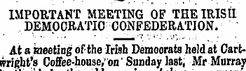 IMPORTANT MEETING OF THE IRISH. DEMOCRAT...
