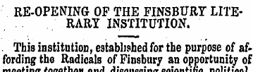 RE-OPENING OP THE FINSBURY LITERARY INST...