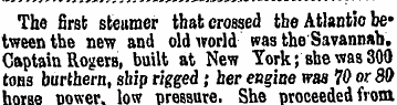 The first steamer that crossed tbe Atlan...