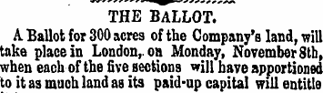 THE BALLOT. A Ballot for 300 acres of th...