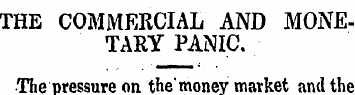 THE COMMERCIAL AND MONETARY PANIC. ' ¦ T...