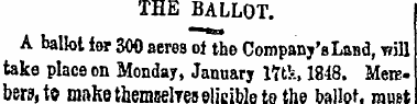 THE BALLOT. A ballot for 300 seres of th...