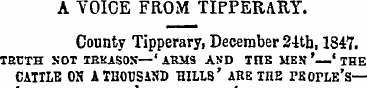 A VOICE FROM TIPPERARY. County Tipperary...