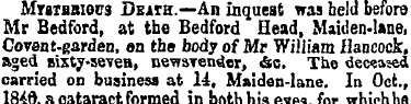 Migrainous Death.—An inquest was held be...