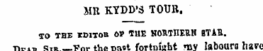 MR KYDD'3 TOUR, TO THE IDitob OP THE SOM...