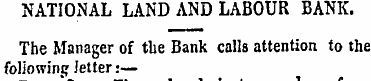 NATIONAL LAND AND LABOUR BANK. The Manag...