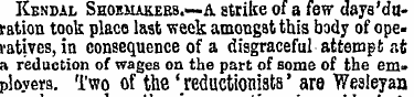 Kendal Shoemakers.—a strike of a few day...