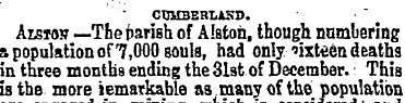 CUMBERLAND. Alstos —The parish of Alston...