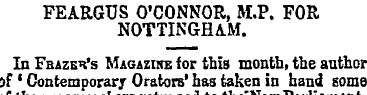 FEARGUS O'CONNOR, M.P. FOR NOTTINGHAM. I...