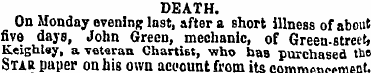 DEATH. On Monday evening last, after a s...