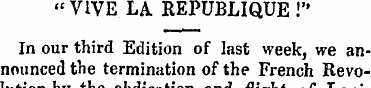 " VIVE LA REPUBLIQUE !" In our third Edi...