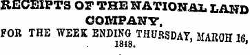 RECEIPTS Off THE NATIONAL LAND COMPANY, ...