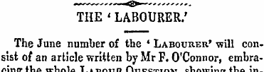 THE ' LABOURER.' The June number of the ...