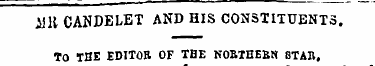Alii CANDELET AND HIS CONSTITUENTS . TO ...
