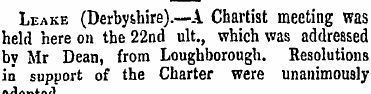 Leake (Derbyshire).—A Chartist meeting w...