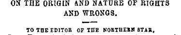 ON THE ORIGIN AND NATURE OF RIGHTS AND W...