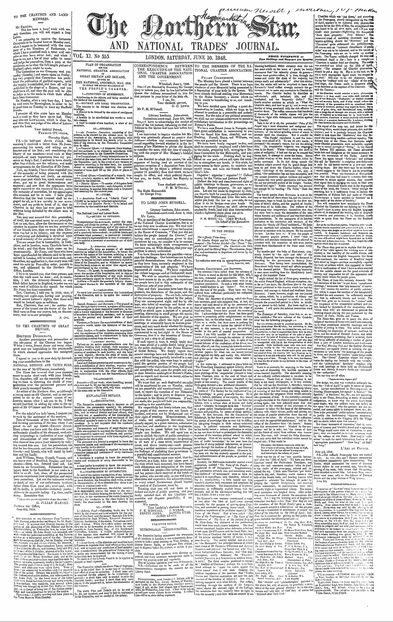 Northern Star (1837-1852): jS F Y, 3rd edition - Cl'mmittal M* ' Uli.Tl!R3 ' From Mancnk'...