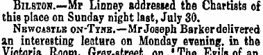 Bilston.—Mr Linney addressed the Chartis...