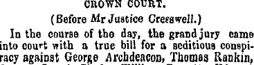 cnowN COURT. (Before Mr Justice Crerswel...