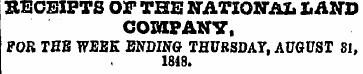 RECEIPTS OF THE NATIONAL LAND COMPANY, F...