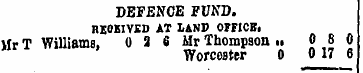 DEFENCE FUND. HEOBIYED AT LAND OFFICE. M...