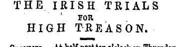 THE IRISH TRIALS POP. HIGH TREASON. Clon...