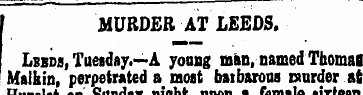 MURDER AT LEEDS. Leeds, Tuesday.—A yoang...