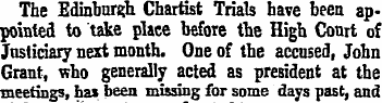 The Edinburgh Chartist Trials have been ...