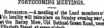 FORTHCOMING MEETINGS. Shorbdhch.—A meeti...