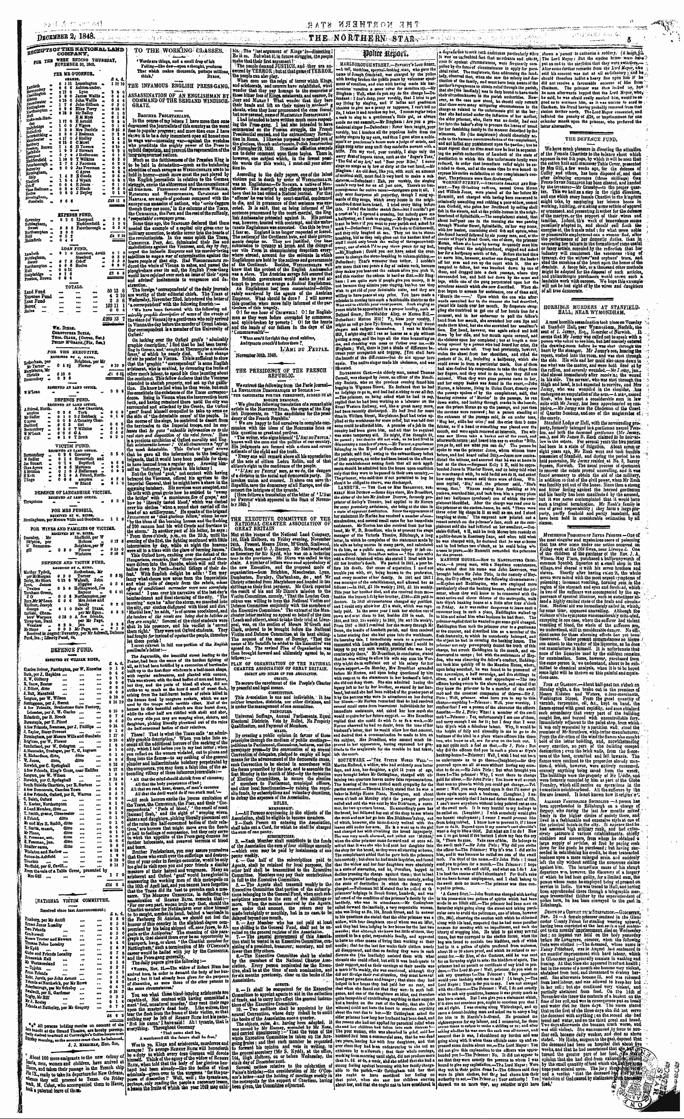 Northern Star (1837-1852): jS F Y, 3rd edition - Defence Fund. Ucitvxb At Vnuxix Inu, £ B...