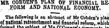 MR COBDEN'S PLAN OF FINANCIAL RE. .EQRM ...