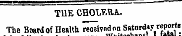 ¦¦—^M—m^m-m— m——«^— . . ¦ THE CHOLERA. T...