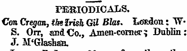 PERIODICALS. Con Cregan, tke Irish Gil B...