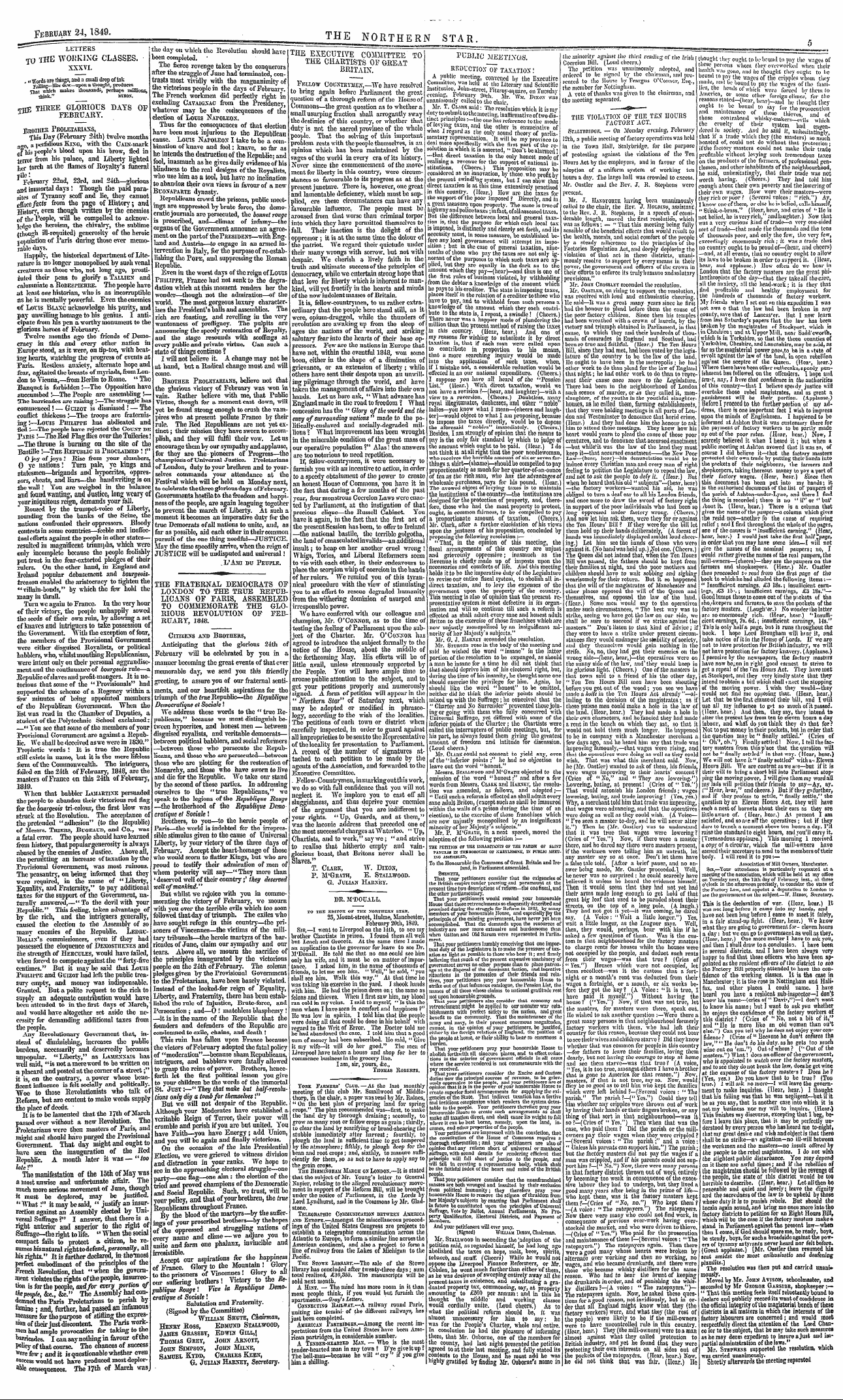 Northern Star (1837-1852): jS F Y, 3rd edition - The Fraternal Democrats Of London To The...