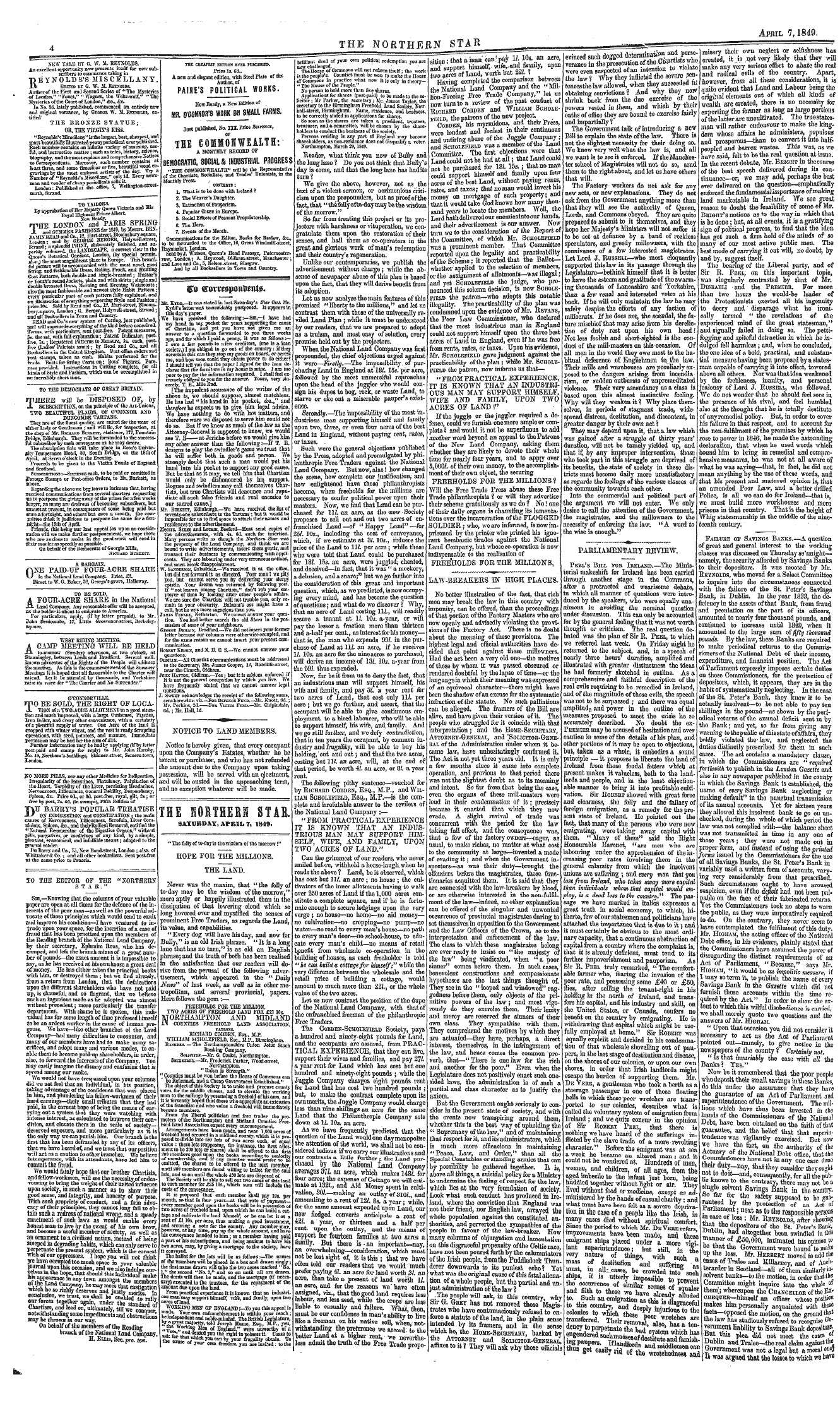 Northern Star (1837-1852): jS F Y, 3rd edition - Ad00417