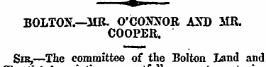BOLTON.—MR. O'CONNOR AND MR. COOPER. Sm,...