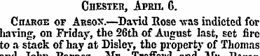 Chester, April 6. Charge of Arsox.—David...