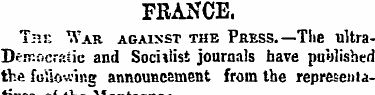 FRANCE. The War against the Press.—The u...