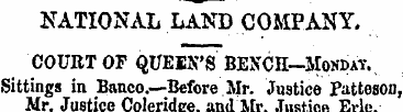 NATIONAL LAND COMPANY. COUKT OF QUEEN'S ...