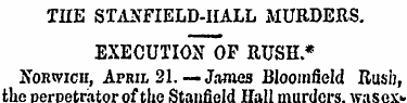 THE STANFIELD-HALL MURDERS. EXECUTIo"Fo ...
