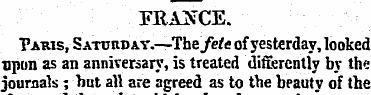 FRANCE. Paris, Satuhd ay.—The fet e of y...