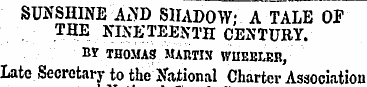 SUNSHINE A-ND SHADOW; A TALE OF THE NINE...